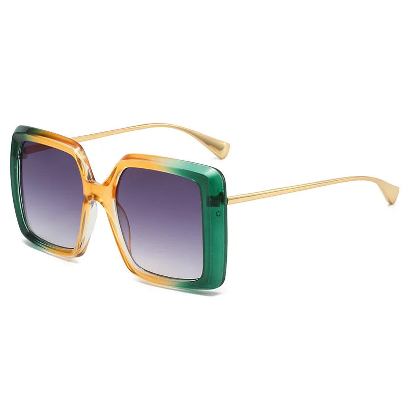 2025 High End Square Sunglasses Fashion Elegant Large Frame Sunglasses Gradient Color Metal Glasses Custom Made Logo