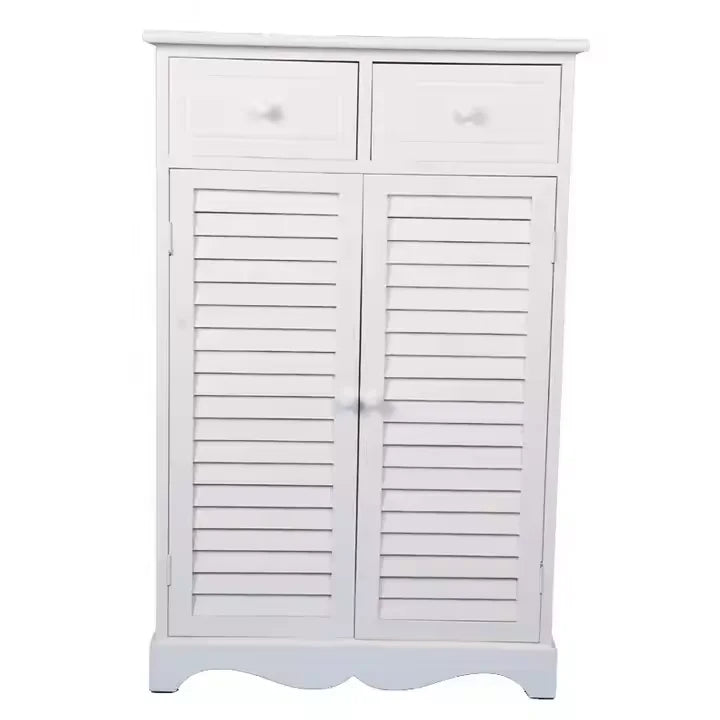 Factory Hot Wholesale New Classical White Wooden Shoe Cabinet Shoe Rack With Shuttered Door