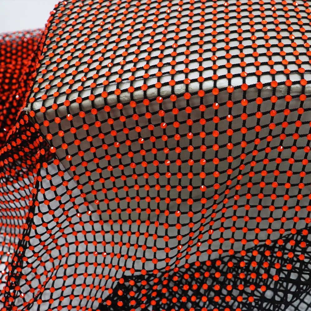 N001 Rhinestone Mesh Crystal Fabric Rhinestone Elastic Rhinestone Mesh Fabric for Dress