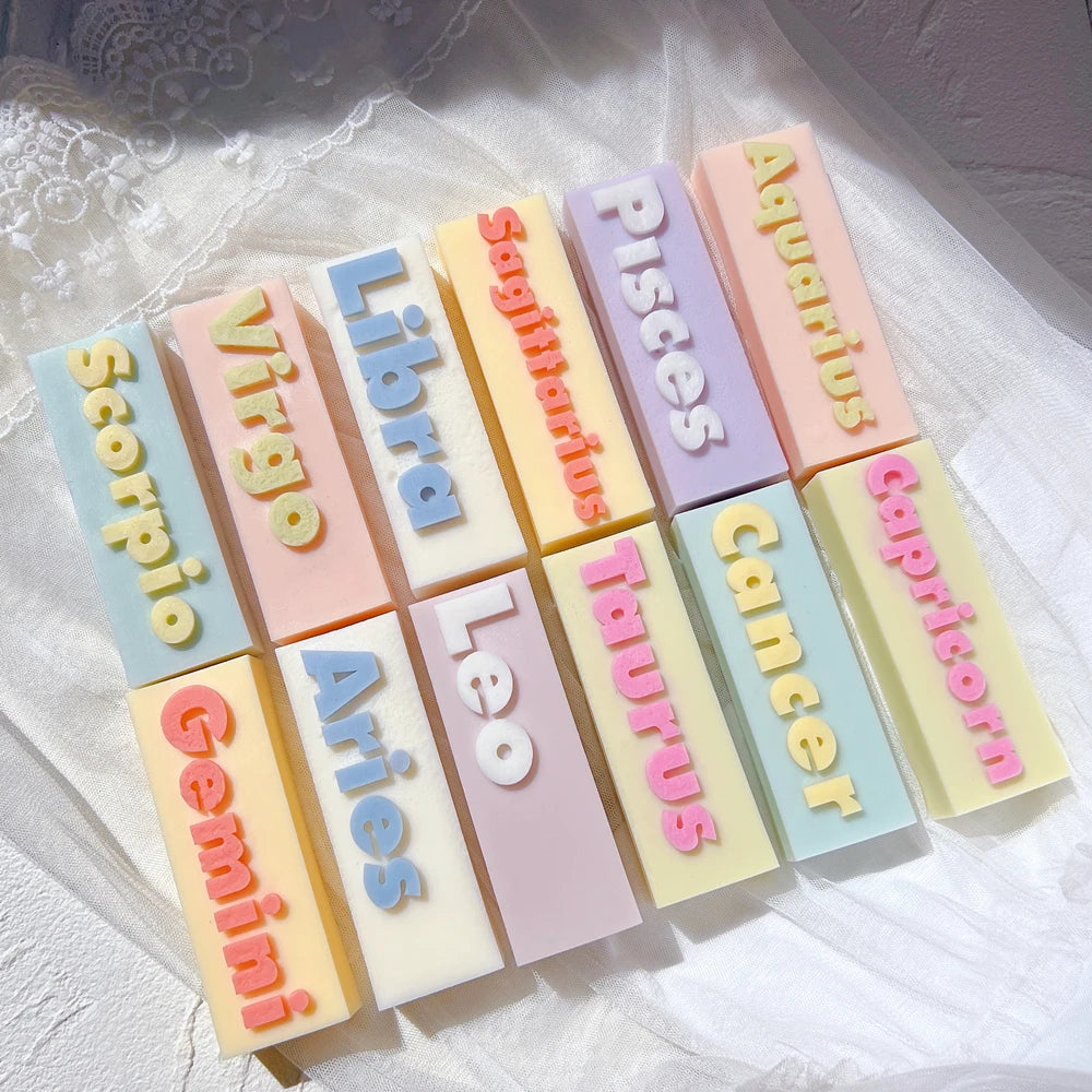 Full Horoscope Silicone Mould Zodiac Rectangle Shape Candle Silicon Molds Sign Slogan Astrology Personalised Handmade Decoration