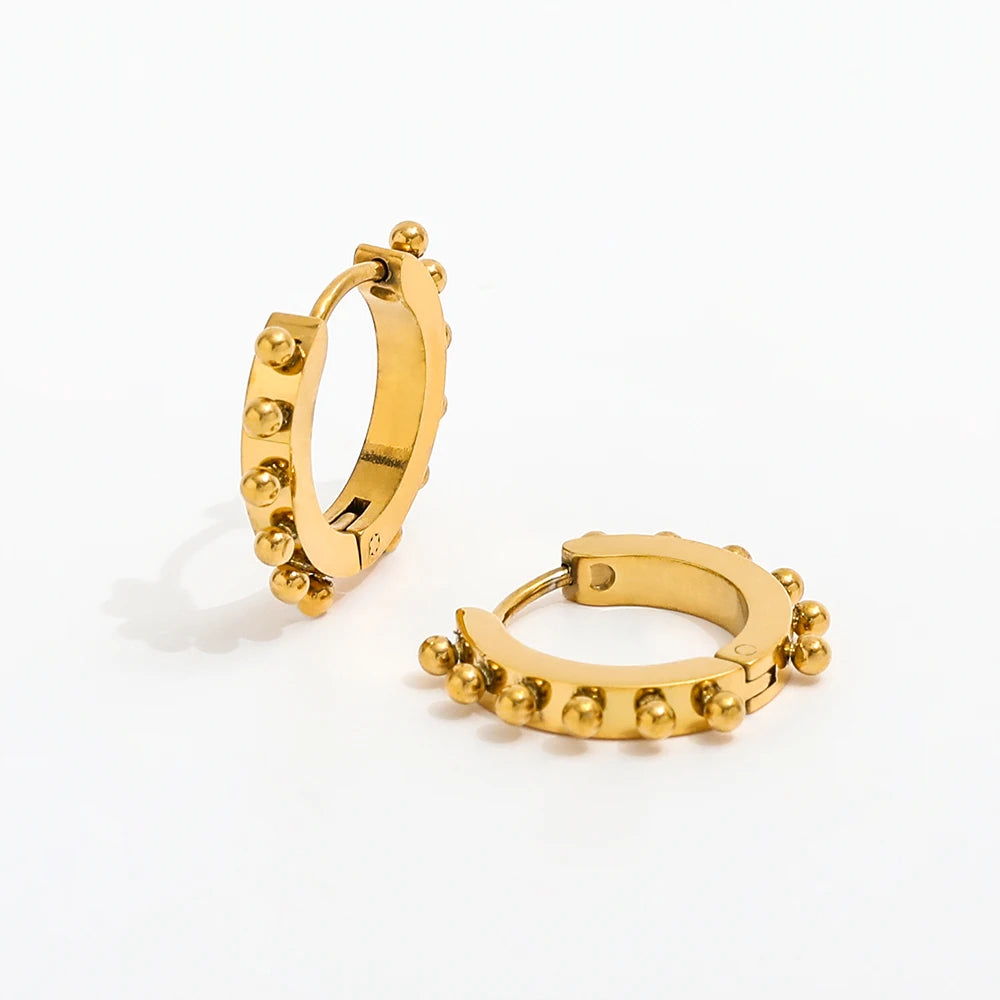 JOOLIM Jewelry PVD 18K Gold Plated  Bead Hoop Earring Trendy Jewelry Wholesale