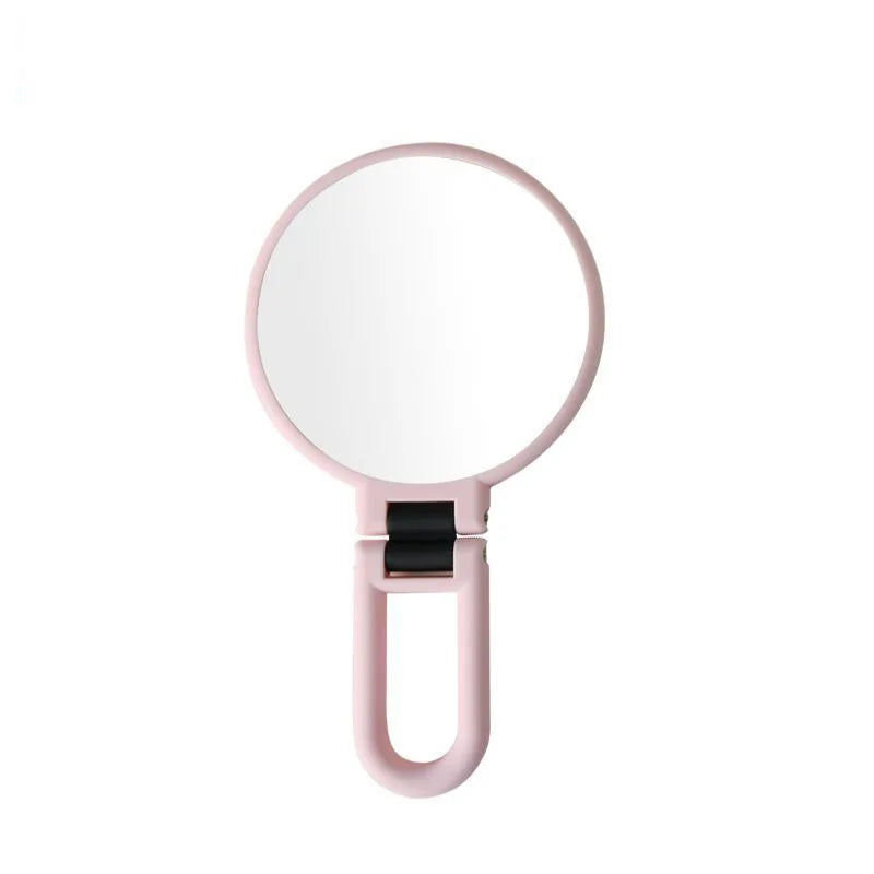 Adjustable Women's Double-Sided Folding Handheld Magnifying Mirror for Bathroom Travel & Makeup Convenient Table Shaving Tool