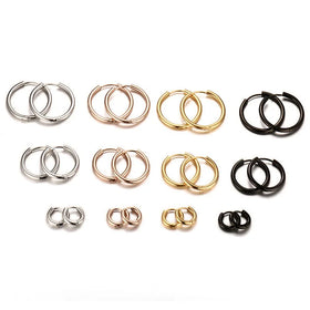 Wholesale Trendy Simple Design Mini Round Hoop Huggie Stainless Steel Earrings for Women Men