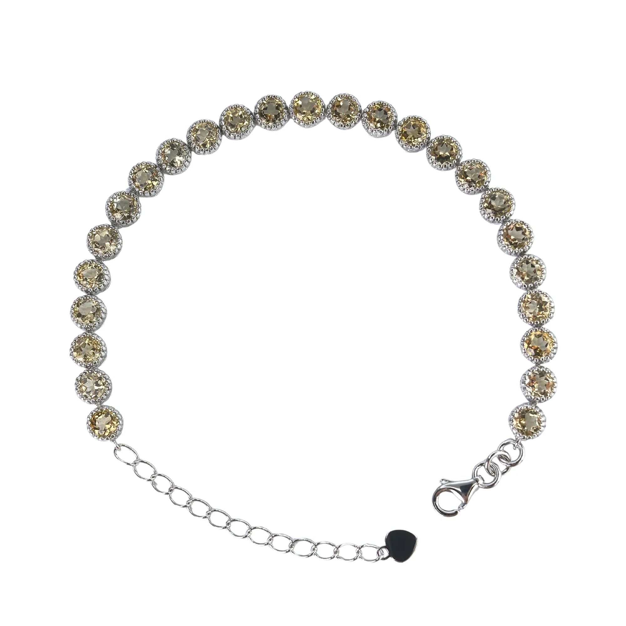 Delicate Rhodium Plated Silver 925 Jewelry Natural Citrine Bracelet for Women Anniversary Gift
