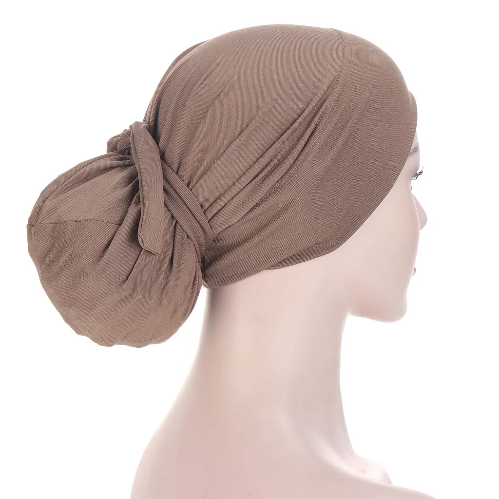 RTS Premium Under Scarf Tie Back Cap Turban Inner Hijab Undercap for Muslim Women Sleep Cap Hair Bonnet With Bandage