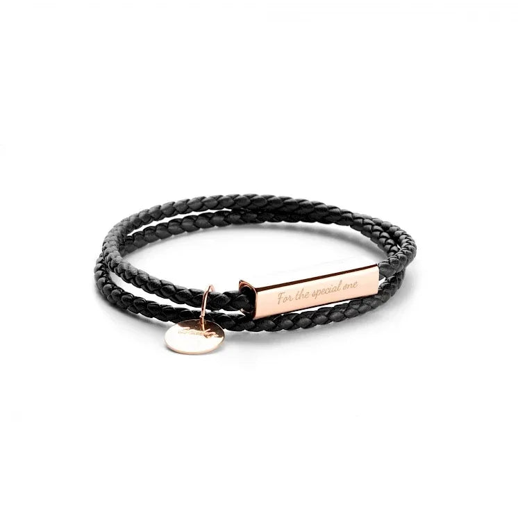Duoying  Hot Selling  Fashion Jewelry Lovers Leather Bracelet Double Leather Rope Magnet Clasps Engraved  logo Leather Bracelet