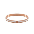 Personalized White Shell Stainless Steel Diamond Hip Hop Bracelet Rose Gold Bangles Fashion Accessory