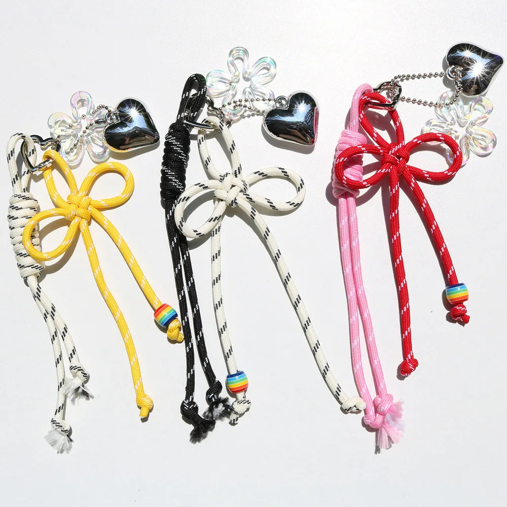 Chinese Knot Flower Heart Bag Charm Keychains for Women Bag Pendant Couple Car Key Chains Jewelry Gift Decoration Accessories