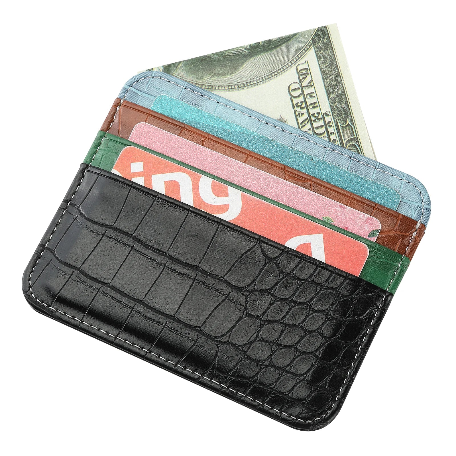 2023 New Arrival crocodile Pu Leather Card Holders for Men Slim Wallet Minimalist Wallet Atm Card Skin Smart Card Holder