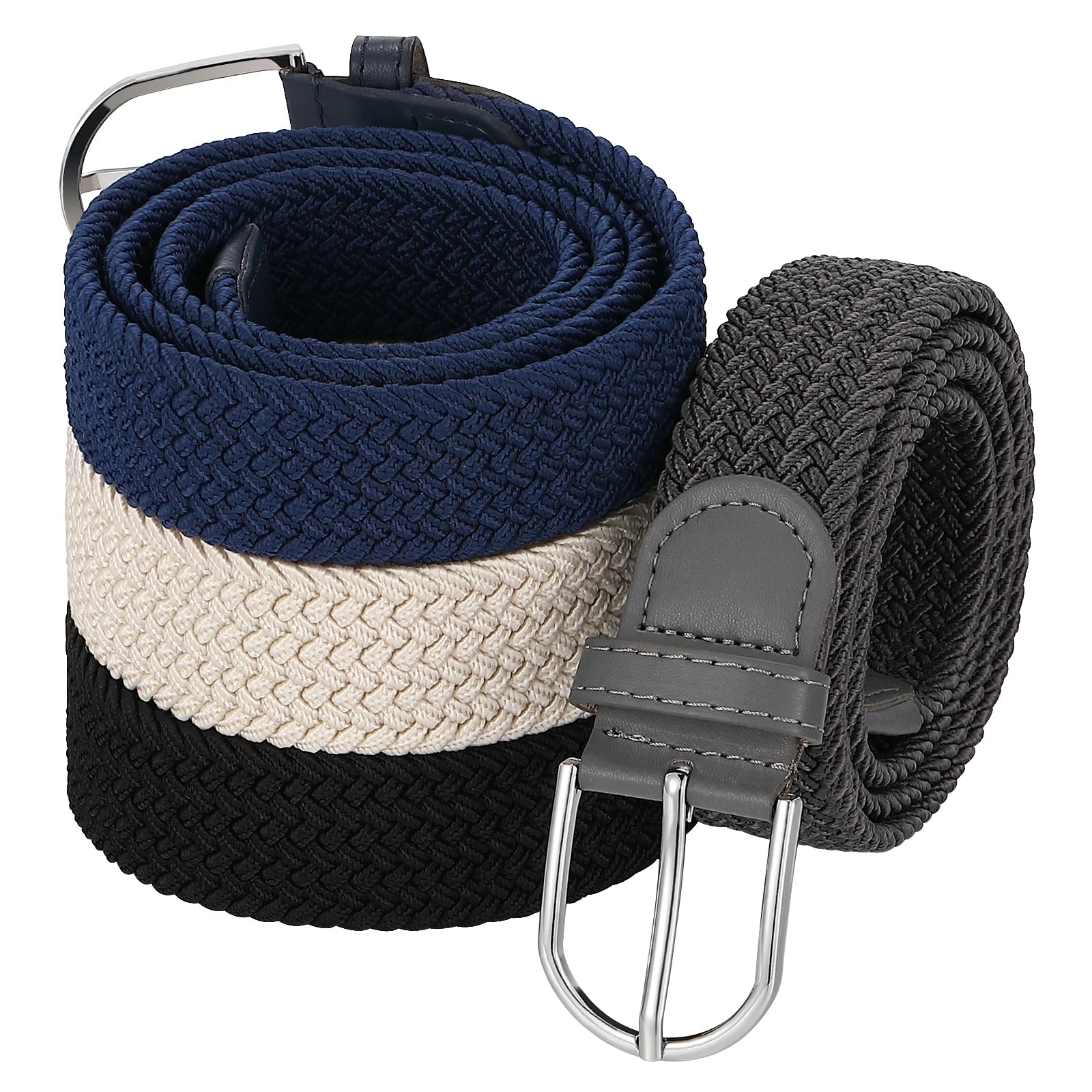 Multi Colors Custom Alloy Pin Buckle Fabric Belt Without Hole Adjustable Braided Needlepoint Golf Belts Men