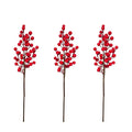 Hot Sale Artificial Red Berry Twig Stems 16 Inch Artificial Burgundy Holly Berry Picks for Christmas Tree Decorations Home Decor