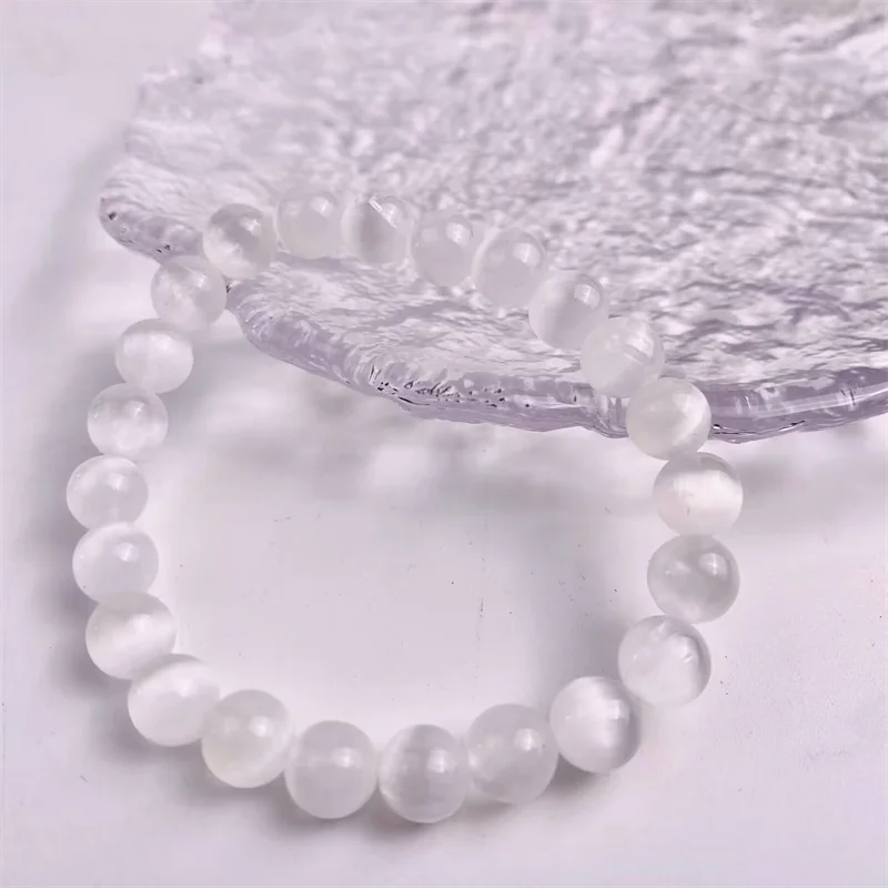 Wholesale Handmade Gemstone Polished 8MM Selenite Bracelet Jewellery Crystal for Women's  Gift