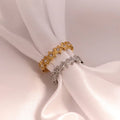 New Arrival Shiny Diamond Starry Statement Open Ring 18K Gold Plated Stainless Steel Waterproof Paved Zircon Star Band Ring