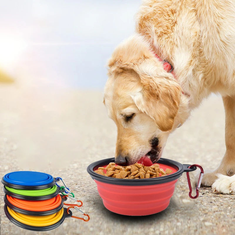 Collapsible Eco-Friendly Silicone Dog Bowls Waterproof Travel Bowl Portable Expandable Pet Feeding Watering Dish Folding Buckle