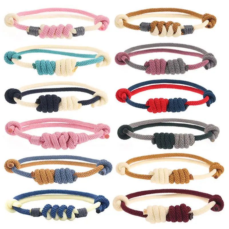 New Trendy Double Colors Adjustable Woven Friendship Bracelets Handmade Braided Milan Rope Bracelet for Couple