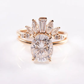 Fine Jewelry Stacking Rings Set 18K Gold Loose Moissanite Diamond VVS Engagement Band Wedding Rings for Women