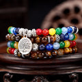 7 Chakra Natural Tiger Eye Stone Mala Necklace for Women Amethyst Imperial Charm 108 Rosary Beaded Pendent Necklace