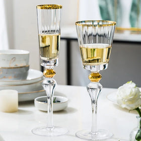 Luxury Bohemia Crystal Champagne Glass Cup Gold Rim Stemware Wedding Events Red Wine Glass Goblet