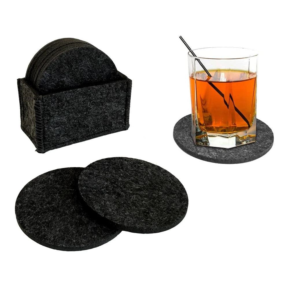 10cm Felt Drink  Coasters for Glasses Cup With Holder