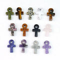 Wholesale Carved Ankh Charms Crux Ansata Healing Stone Gemstones Pendant Amethyst for Jewelry Making Approx. 30x19mm