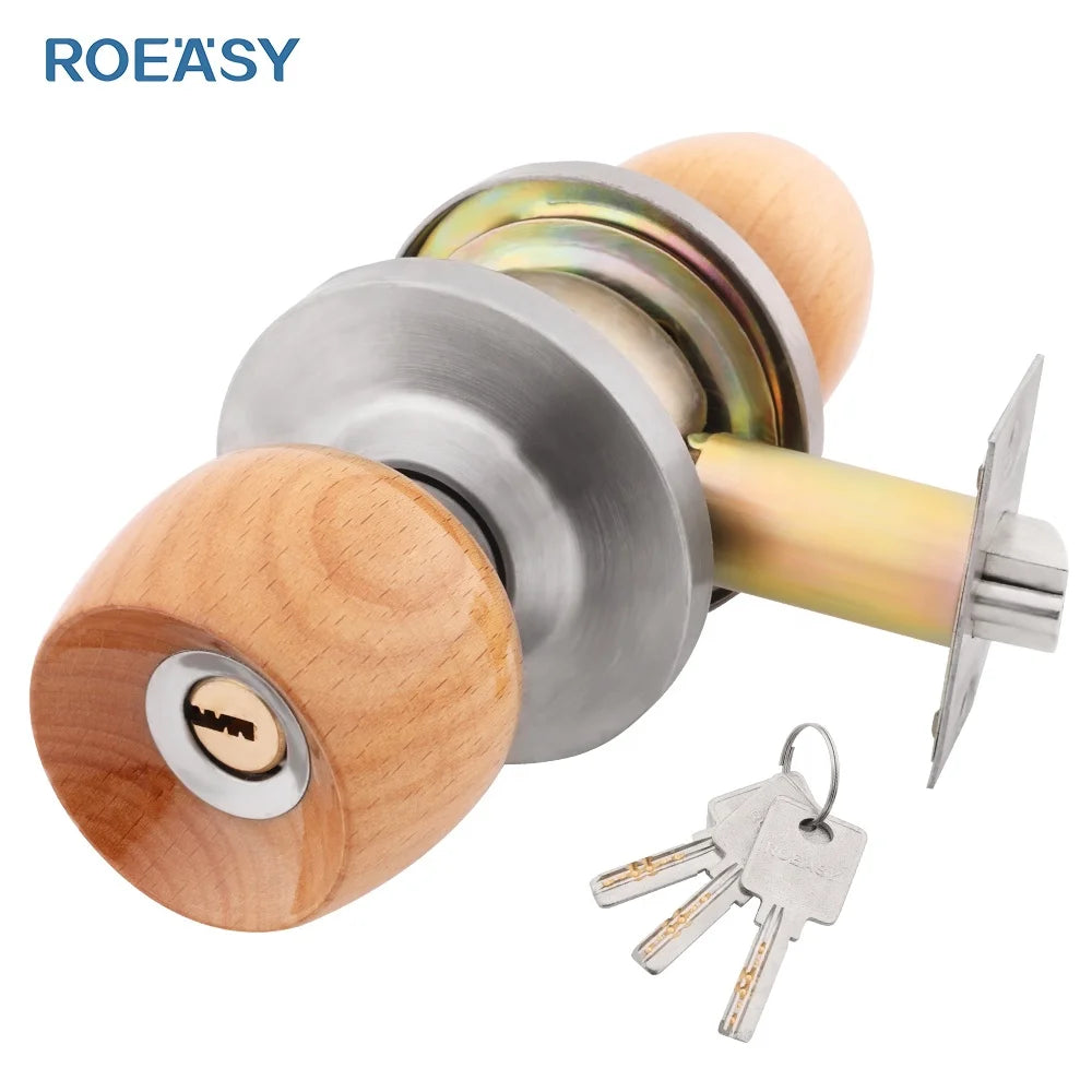 Modern Heavy Duty Round Room Beeth Wooden Door Lock Set with Satin Nickel Finish for Home Office Use