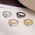Waterproof Stainless Steel Bling Cubic Zirconia Women Promise Wedding Rings Multi Color Dainty Heart Shaped CZ Ring