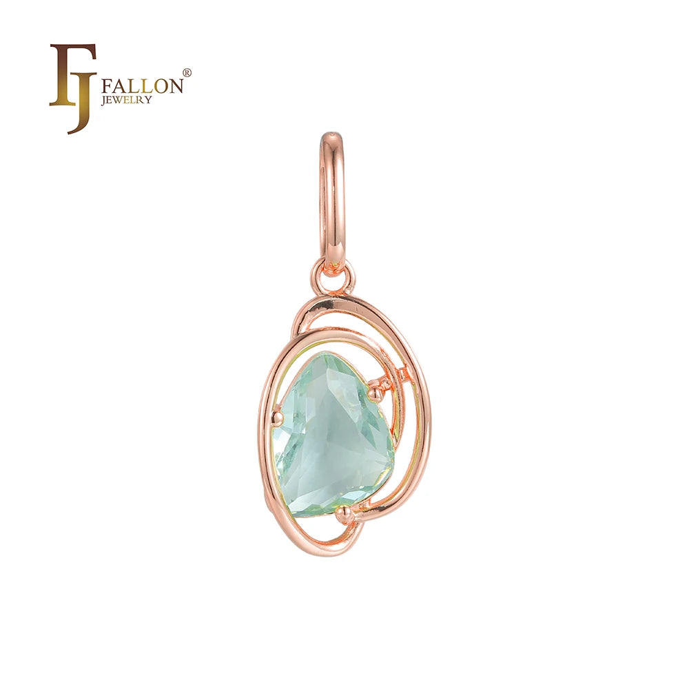 FJ Fallon Fashion Jewelry Solitaire Pendant Plated in Rose Gold Brass Based