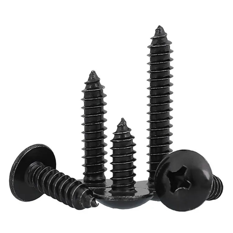 Black Oxide Steel Metric M3 M3.5 M4 Umbrella Head Cross Truss Head Self Tapping Screw
