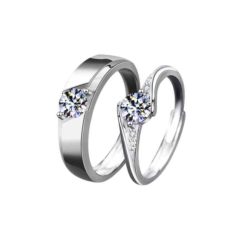Classic Couple Rings for Men Women Trendy Wedding Lovers Moissanite Ring Jewelry Romantic Valentine's Day Present Ring Accessory