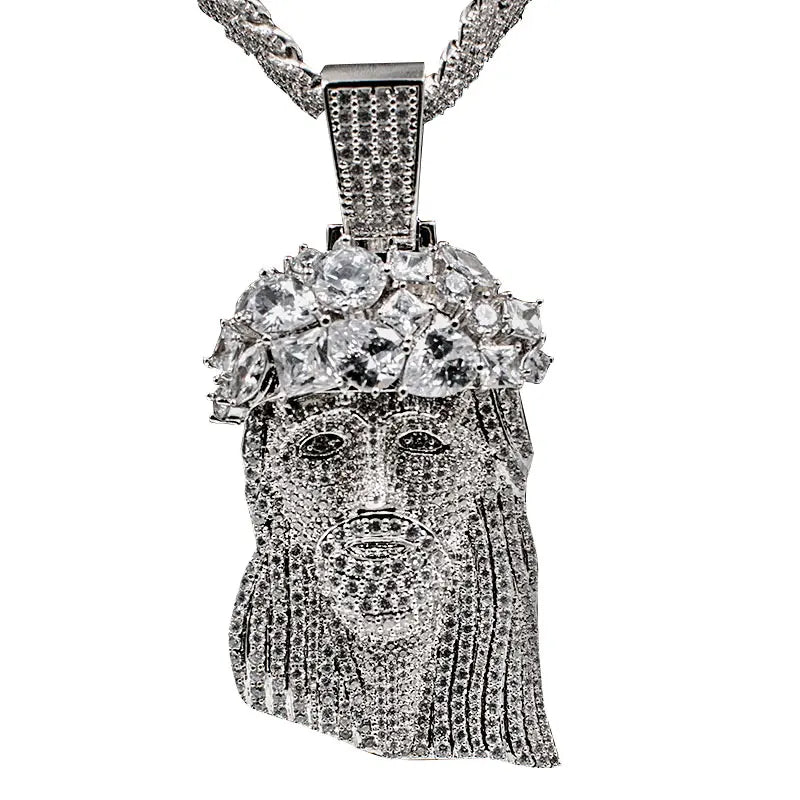 Hip Hop Jewelry Custom Jesus Head Pendant Jesus Cross Christian Jewelry for Man