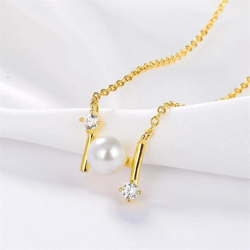 Elegant Unique Design Women's 925 Sterling Silver Zircons Necklace With 14K Gold Rose Gold Chain for Weddings