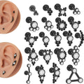 316L Surgical Steel 16G Black Plated CZ Labret Lip Ring Crystal Cluster Ear Cartilage Tragus Helix Daith Weddings Engagements