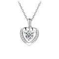 Fine Jewelry 925 Sterling Silver High Polished Round Zircon Heart Pendant Necklace for Women