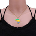 BINSHUO Trendy 18K Gold Plated Stainless Steel Clavicle Necklace Custom Colorful Enamel African Country Maps Pendant Weddings
