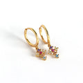 Bohemia Jewelry 925 Sterling Silver Cross Rainbow Colorful Diamond CZ Cross Hoop Earrings for Women