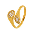 Fashion Stainless Steel Irregular Geometric Waterproof Jewelry 18k Gold Plated Colored Zircon Women Open Ring YF6324