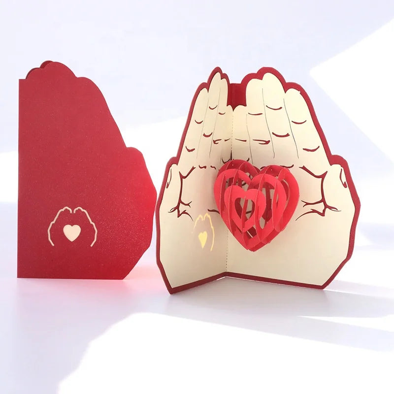 Thank You Teacher's Day 3D Handmade Greeting Card love in the Palm of the Hand Mother's Day Greeting Card