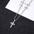 Creative Stainless Steel Jewelry Crystal CZ Cross Pendant Necklace Micro Pave Cubic Zircon Cross Pendant Necklace