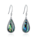 Fine Jewelry 925 Sterling Silver Abalone Shell Teardrop Hook Earrings for Women