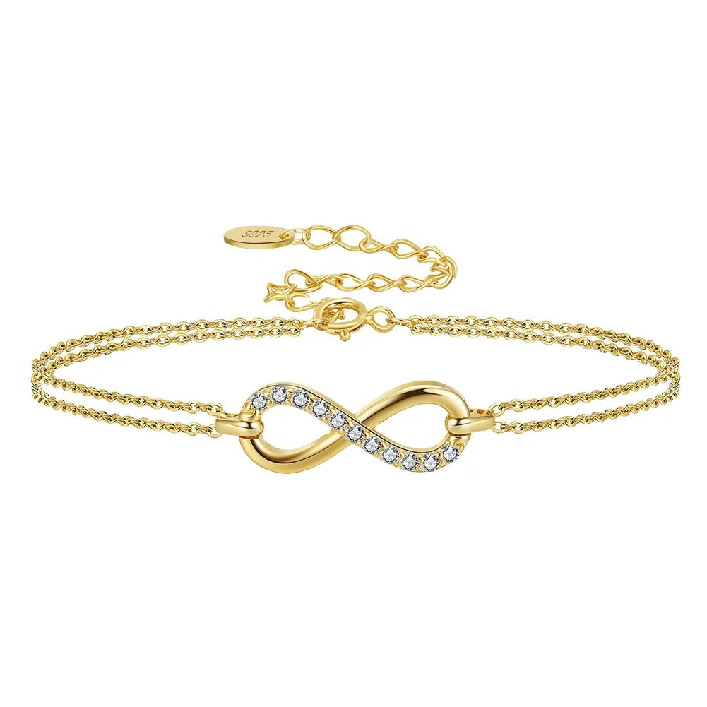 SB136 Original Jewelry Bracelet 925 Sterling Silver Brazalete Pulsera Cubic Zircon CZ Diamond Infinite Bracelet Women
