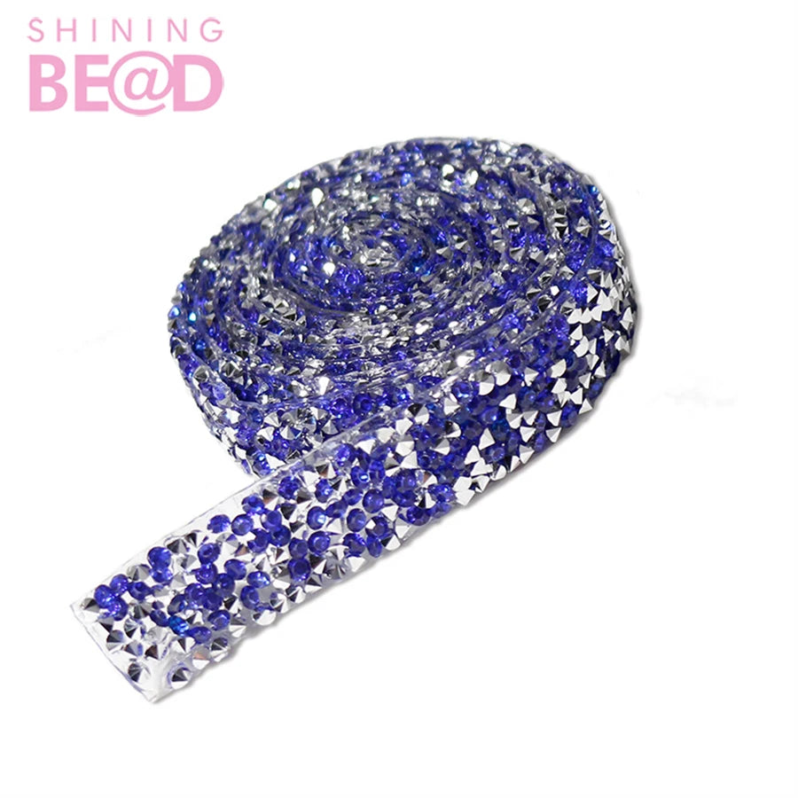 Fashion Hot Fix Rhinestone Tape Trim Resin Crystal Decoration Trimming 1cm Width for Shoes Banding Garment Bag Iron on
