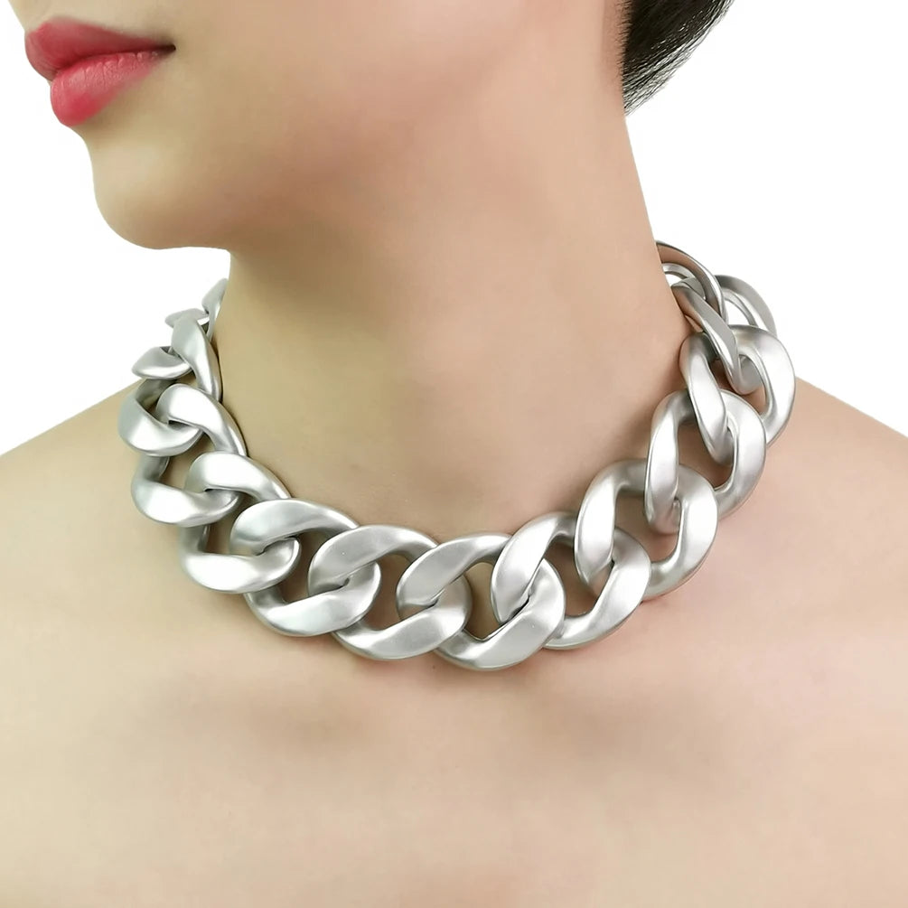 High-end Vintage CCB Acrylic Chain Necklaces Fashion Matte Plating Chunky Collar Choker Necklace Statement Jewelry for Woman