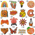 New Iron on Embroidery Orange Series Lighter Orange  Camera Donut Game Player Tortoise Patch for Decoration Gift