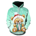 Fitspi Men's Hoodie Christmas Clothing Cute Bear Print Hoodies Streetwear Loose Casual Street Tops Winter Pullover