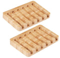 Eco Friendly Natural Bathroom Kitchen Bar Soap Tray Saver Container Self Draining Rack Soap Holder Case Wood Bamboo Soap Dishes