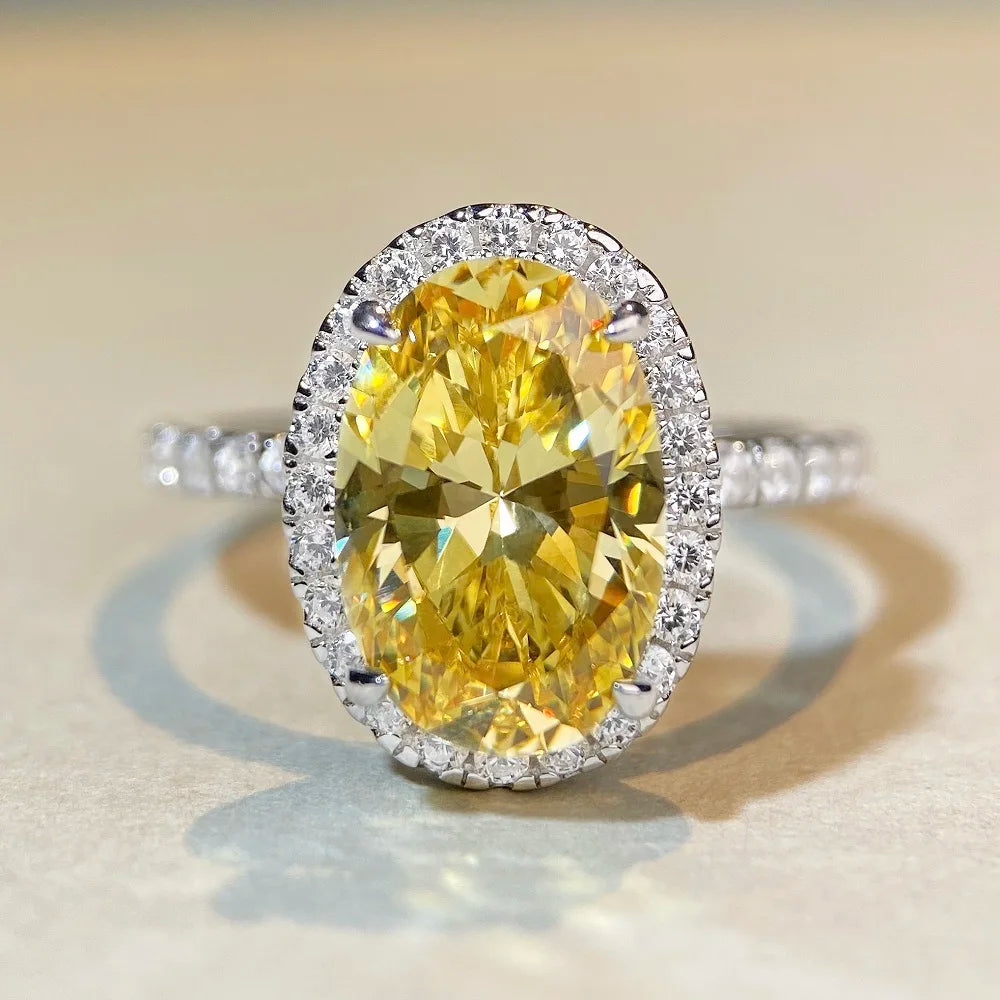 Fine Jewelry 5A Colored Cz 5A Oval Cut Halo Big Women Cubic Zirconia S925 Silver Rings Zircon Wedding Engagement Wholesale Price