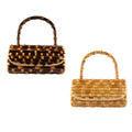 Bamboo Root Flap Bag with Zipper Closure Eco-Friendly Women's Handbag with Shoulder Strap and Handle