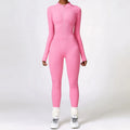 2024 New Product Launch Winter Front Zip Yoga Set Ribbed Seamless Yoga Set High Waist One Piece Jumpsuit for Women