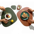 Factory Dining Mat Waterproof Customized Leather Irregular Placemats Multi Colors Faux Dining Table Mat Set for Restaurant