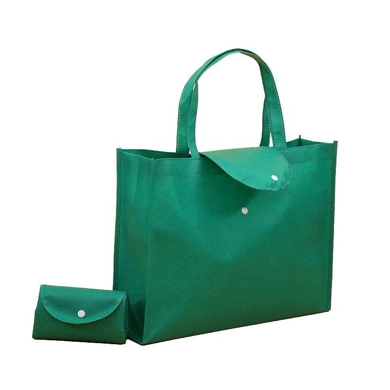 Portable Heavy-Duty Foldable Non-Woven Carry Bag Promotional Price Grocery Shopping Bag with Custom Logo Button Print